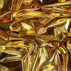 Gold Metallic Spandex Foil Fabric – Shiny Stretch Fabric for Costumes, Dancewear, Swimwear, Crafts, DIY Sewing