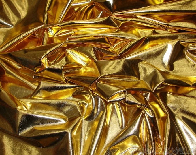 Gold Metallic Spandex Foil Fabric – Shiny Stretch Fabric for Costumes, Dancewear, Swimwear, Crafts, DIY Sewing
