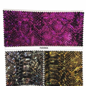 Python snake hologram nylon spandex 4 way stretch fabric by the yard, active wear, clothing, costume, decor