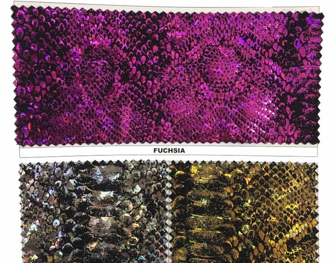 Python snake hologram nylon spandex 4 way stretch fabric by the yard, active wear, clothing, costume, decor
