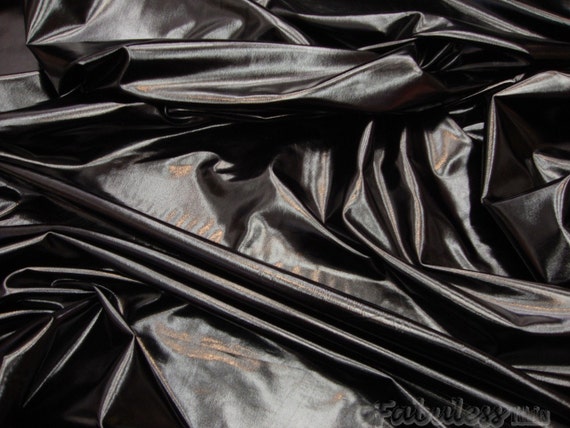 Metallic Foil Lycra Black Floral Print Fabric 58 wide By The Yard
