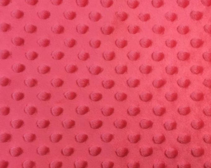 Strawberry pink Minky dimple dot soft fabric BY THE YARD 60 " Wide