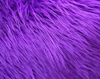 Purple Mongolain Faux Fur Long PIle  fabric by the yard 58" Wide