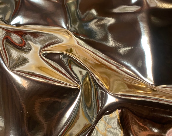 Gold Chrome Mirror Glossy Vinyl  Fabric for Shoes Bags Clothing Upholstery Sewing