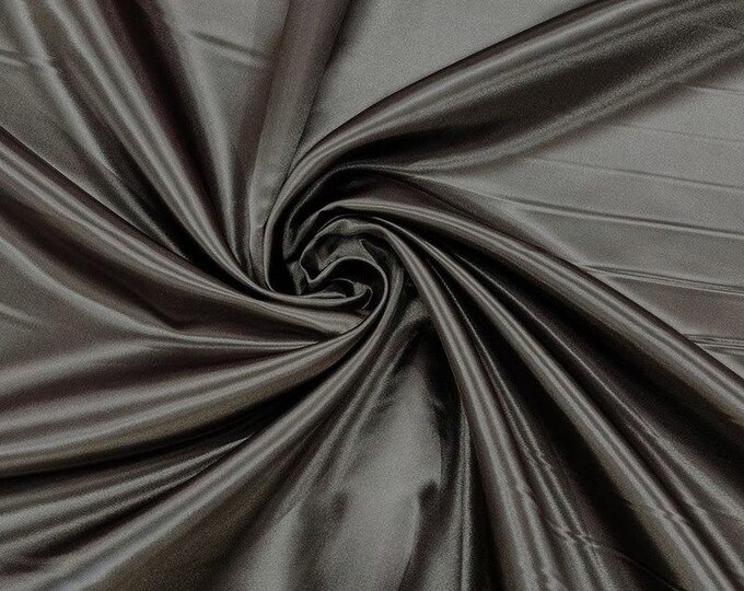 Charcoal Bridal heavy Satin fabric per yard 58” wide