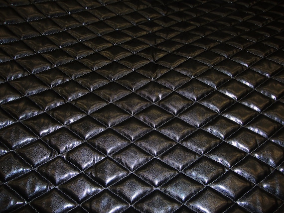Silver Wet Fetish Patent Quilted Vinyl fabric with 3//8/" Foam Backing Upholstery