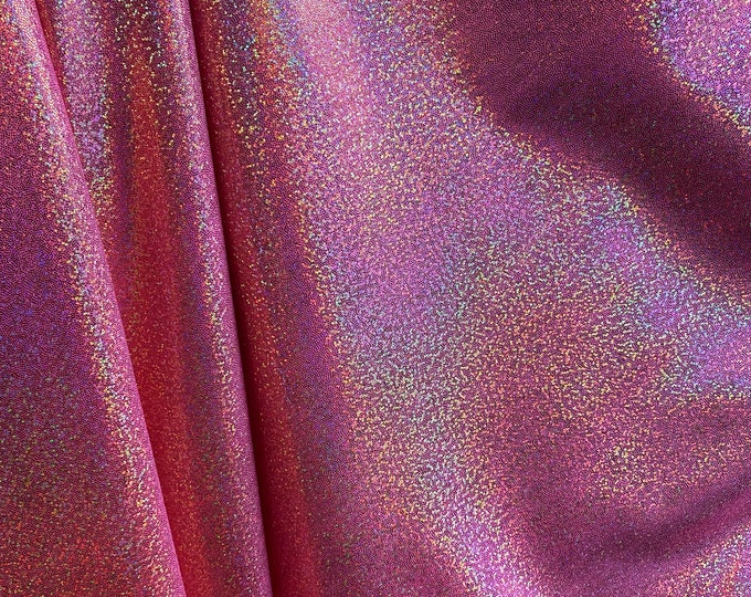 Peach pink 4-Way Stretch hologram Mystique Spandex  Fabric by the yard 60 " Wide