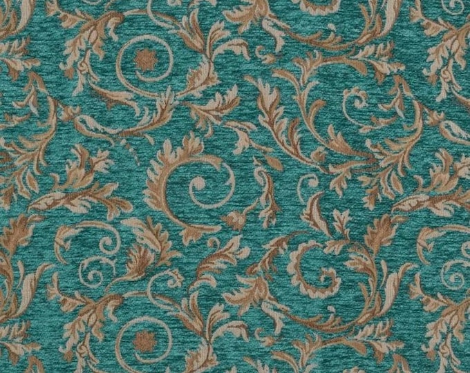Marina Saxon leaf chenille Upholstey drapery and much more fabric by the yard