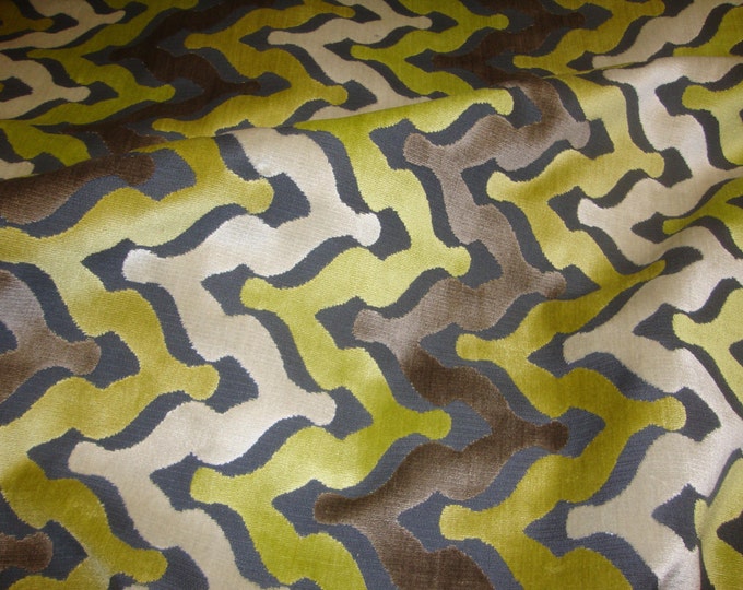 Grass Wave Embossed Raised Velvet upholstery Drapery Fabric per yard