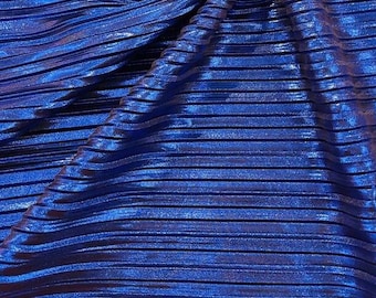 Royal Metallic Accordion foil Pleated Polyester Fabric/Stretch Fabric/Light Weight/ 58 Inches Wide.