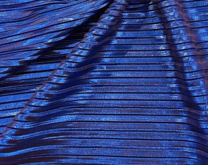 Royal Metallic Accordion foil Pleated Polyester Fabric/Stretch Fabric/Light Weight/ 58 Inches Wide.