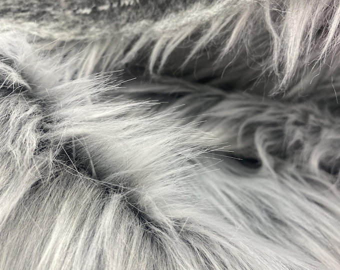 Faux fur Grey Wolf upholstery Fabric by the yard 60" wide