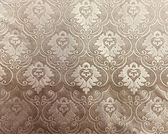 Beige Damask royalty Velvet none stretch Fabric 58" Wide sold by the yard