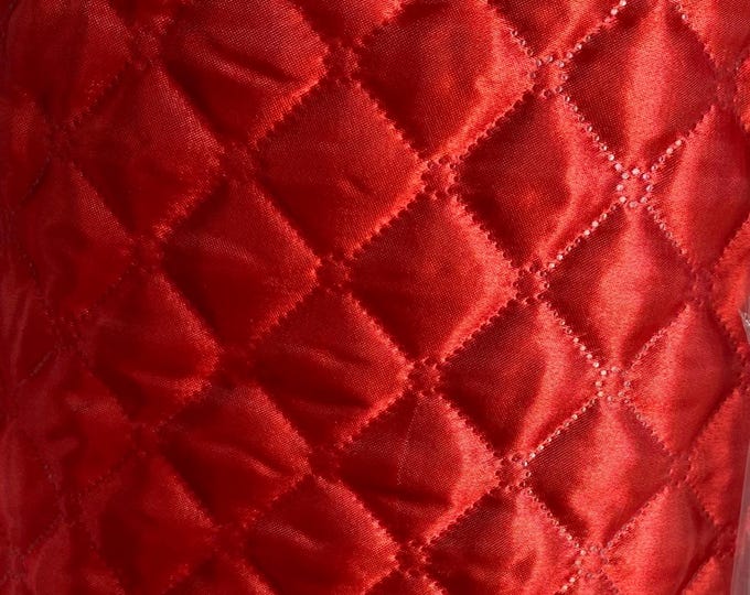 Red satin Quilted 1” Fabric 58"/60" Wide Sold By The Yard
