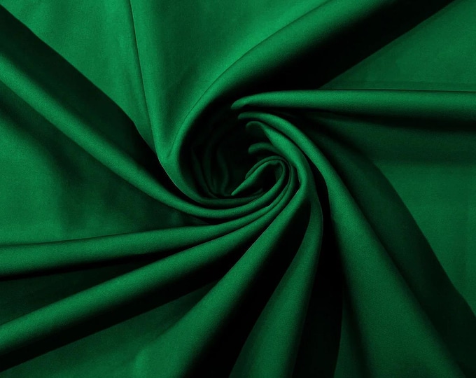 Emerald green dull matte 4 stretch bridal Crepe woven Fabric 60" Wide Sold By the yard