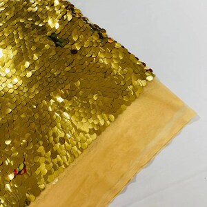 Gold Sequin Fabric on Mesh — Petal, Sold by the Yard, Bridal & Evening Gown Fabric, Costume, Drag, Pageant Material