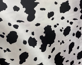 Cow black white charmeuse Fabric / 58" WIDE / sold by the yard