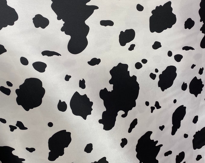 Cow black/ white charmeuse Fabric  58" WIDE / sold by the yard