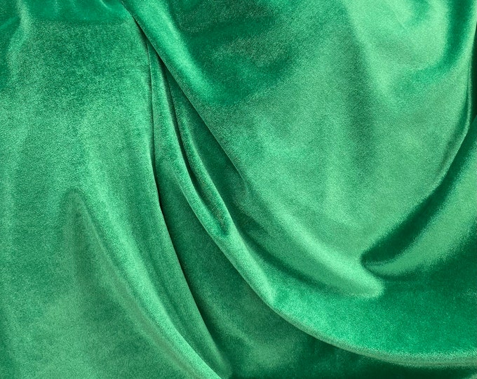Kelly green Stretch velvet fabric by the yard 60" Wide