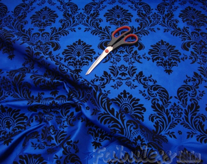 Royal Taffeta Black Flocking Damask dress fabric per yard
