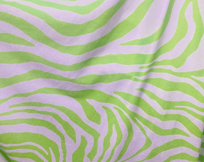 Lime on white zebra stretch velvet fabric 58" wide