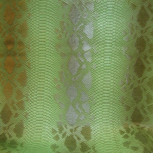 Snake Viper Fake vinyl  leather Green  Embossed pattern upholstery fabric