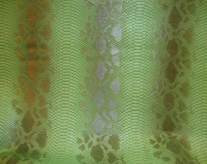Snake Viper Fake vinyl  leather Green  Embossed pattern upholstery fabric