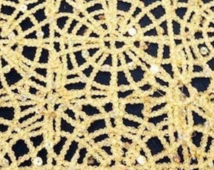 Gold Chemical Lace Sequin Fabric by Yard – Overlay for Dresses, Table Runners