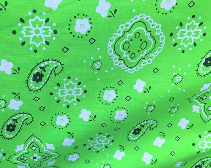 Lime Poly Cotton BANDANA print 58"/59" By yard