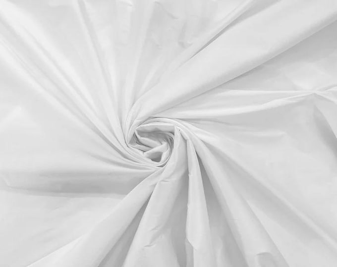 White Imitation faux Silk Taffeta Fabric for Fashion, Home Decor Sold By The Yard 55” wide