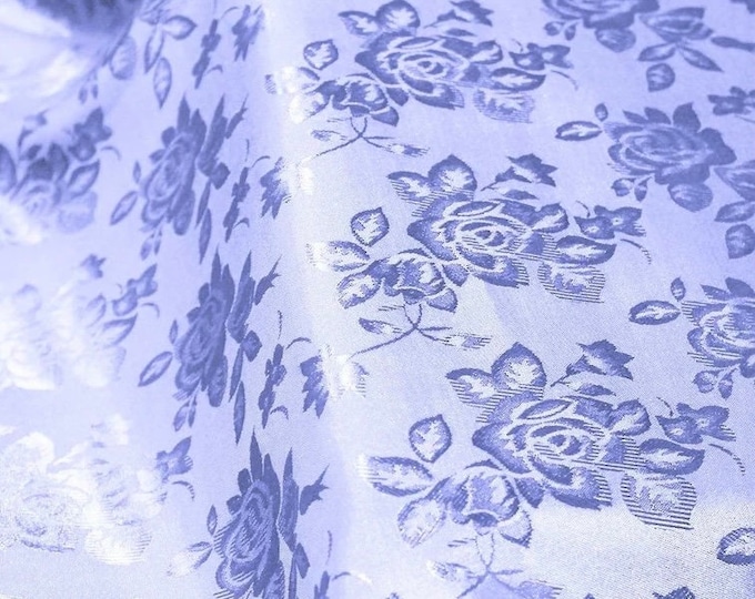 Lavender  jacquard fabric Satin Floral 58" wide per yard