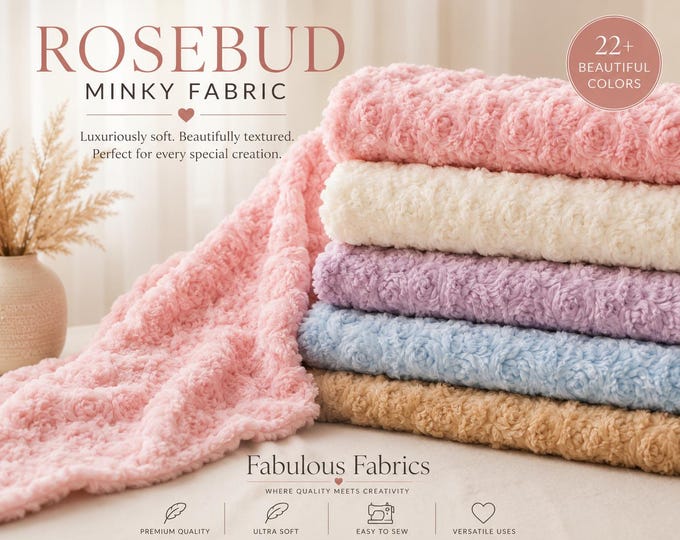 Rosebud Minky Fabric by the Yard – Ultra Soft Rosette Plush Fabric for Baby Blankets, Pillows, Nursery Decor, Crafts & Sewing Project