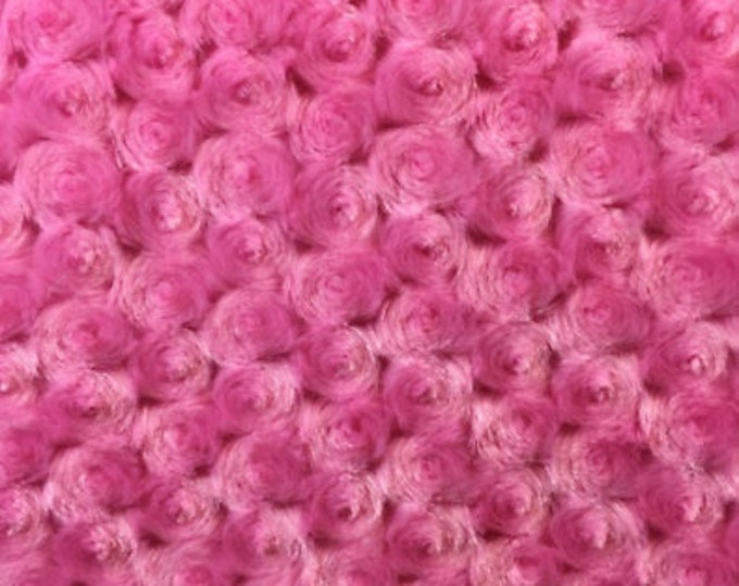 Hot pink Rosebud floral fur soft fabric BY THE YARD 60" Wide