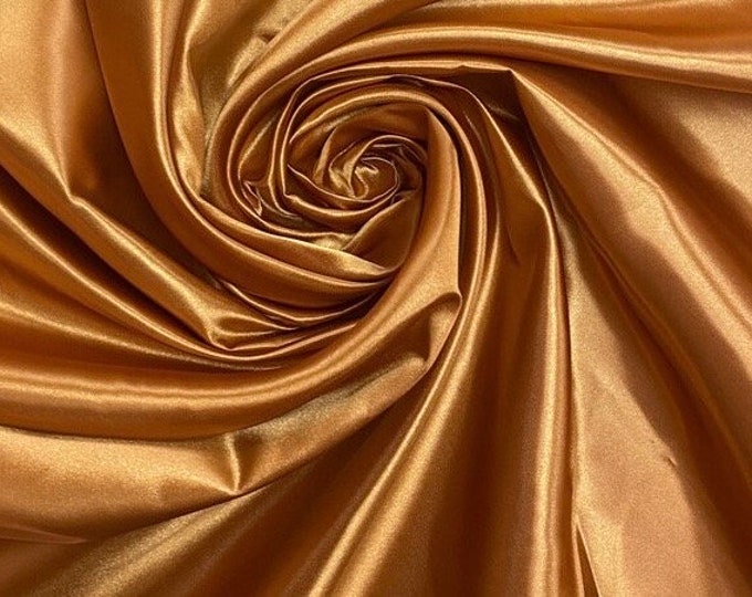 Cinnamon Bridal heavy shiny Satin Fabric none stretch by the Yard  60" Wide