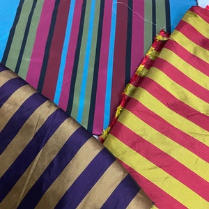 Multicolor stripe rough Taffeta drapery Fabric BY THE YARD 60&quot; wide