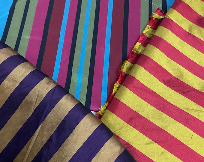 Multicolor stripe rough Taffeta drapery Fabric BY THE YARD 60" wide