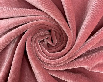 Dusty rose 60" Wide 90% Spandex Stretch Velvet Fabric for Sewing Apparel Costumes Craft, Sold By The Yard.