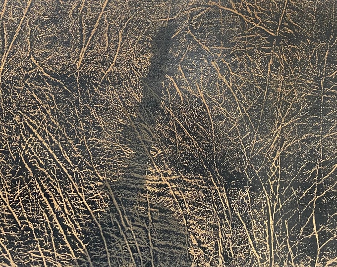 Black gold Distressed Vinyl Fabric by the Yard Upholstery, DIY, Automotive, Bags, Furniture, Rustic Leather Look – 54" Wide