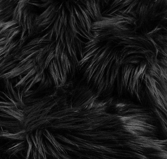 Shaggy Faux Fur Fabric by the Yard Black