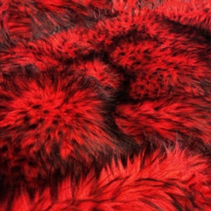 Husky Red faux Synthetic Fur upholstery Fabric by the yard 60&quot; wide