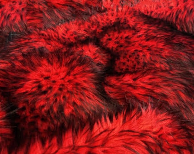 Husky Red faux Synthetic Fur upholstery Fabric by the yard 60" wide
