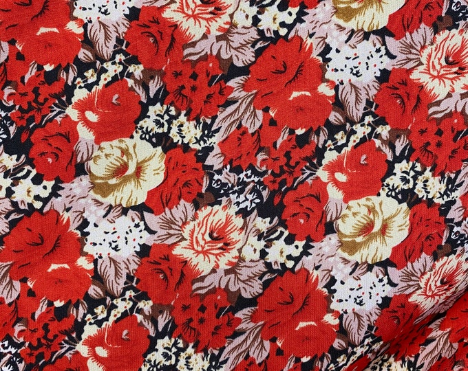 Red multi floral   Poly cotton Sold by yard  POLYCOTTON 58" wide