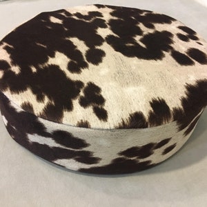 Chocolate cow print suede Round Cushion foam Upholstery barstool chair 4&quot;x13.5&quot;
