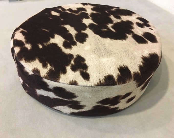 Brown cow print suede Round Cushion foam Upholstery barstool chair 4"x13.5"