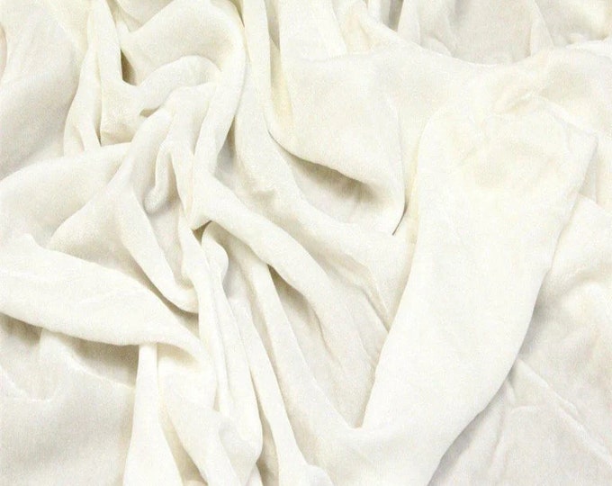 Off white Silk rayon velvet solid fabric 45” clothing drapery dresses yard