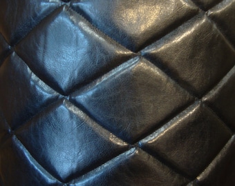 Vinyl Leather Faux vinyl Black Shinny 6"x4" Diamond Quilted Vinyl auto headliner headboard fabric with 3/8" Foam Backing 52" Wide
