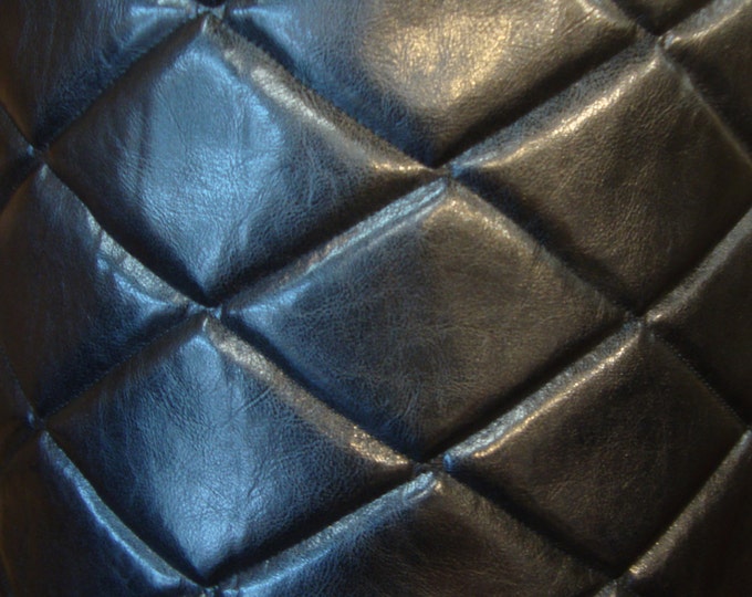 Vinyl Leather Faux vinyl Black Shinny 6"x4" Diamond Quilted Vinyl auto headliner headboard fabric with 3/8" Foam Backing 52" Wide