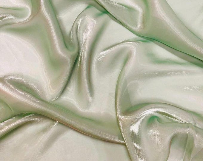 Sage Shimmer Liquid Chiffon Fabric Iridescent Sold By the yard