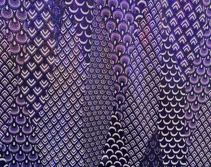 Purple Iridescent Fish Scales Hologram Nylon Spandex Fabric dance swimsuits 4 way stretch 58" wide  Sportswear, Athletic