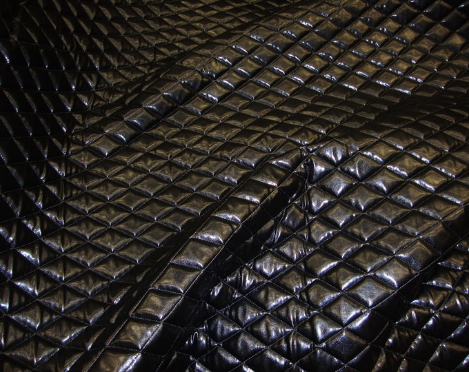 Black Quilted Vinyl auto headliner fabric with 3/8" Foam Backing Upholstery